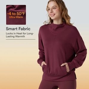 Halara HeatCore Mock Neck Long Sleeve Yoga Warming Sports Top with Pockets